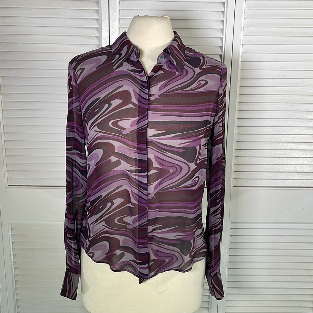 Y2K. Kenneth Cole New York,100%Silk. Women’s Buttons Down Blouse, size: 12. - Picture 1 of 12